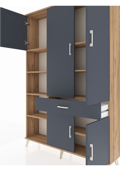 Arges Dolap 8 Raflı Tek Çekmeceli 5 Kapaklı 132x30x195 Çam-antrasit/antrasit Antrasıt/antrasıt Arges Dolap 8 Raflı Tek Çekmeceli 5 Kapaklı 132x30x195 Çam-antrasit/antrasit Antrasıt/antrasıt