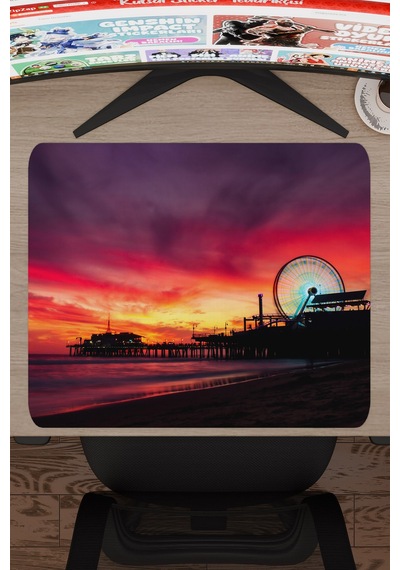 Santa Monica Kaliforniya Abd V1 48x40 Xl Gaming Kauçuk Kaymaz Taban Mouse Pad Fare Altlığı