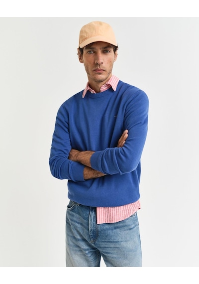 Gant Erkek Mavi Regular Fit Bisiklet Yaka Kazak-10544 Mavi