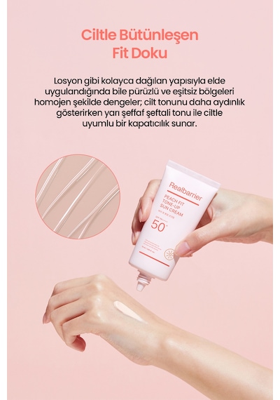Ciltte Pürüzsüz Görünüm Sunan Ton Eşitleyici Güneş Kremi Realbarrıer Peach Fit Tone-up Sun Cream