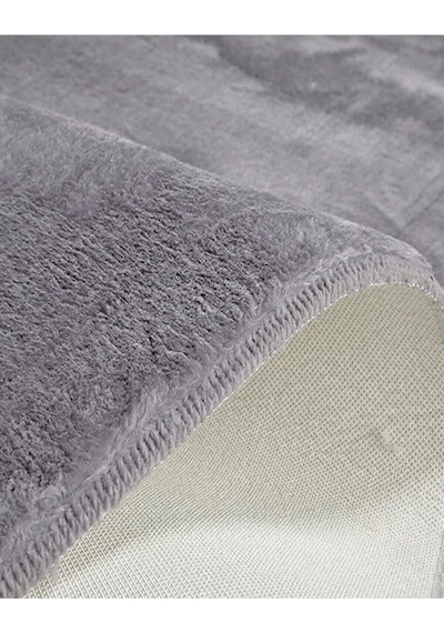 Balat Halı Raschel Carpet Yıkanabilir Kaymaz Taban Yuvarlak Peluş Halı Açık Gri