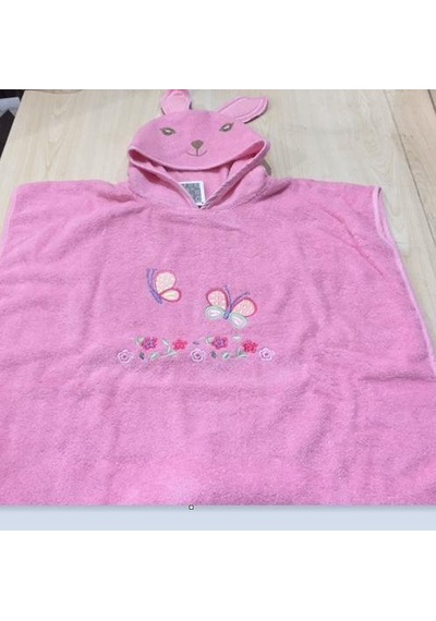 Özdilek Rabbit Nakışlı Panço Kız Bornoz Pembe 1-2 Yaş Pembe