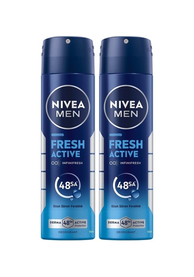 Erkek Sprey Deodorant Fresh Active 150 Ml,ter Kokusuna Karşı 48 Saat Koruma,okyanus Özleri,uzun Süren Ferahlık,alüminyum İçermeyen Formül 2 Paketi