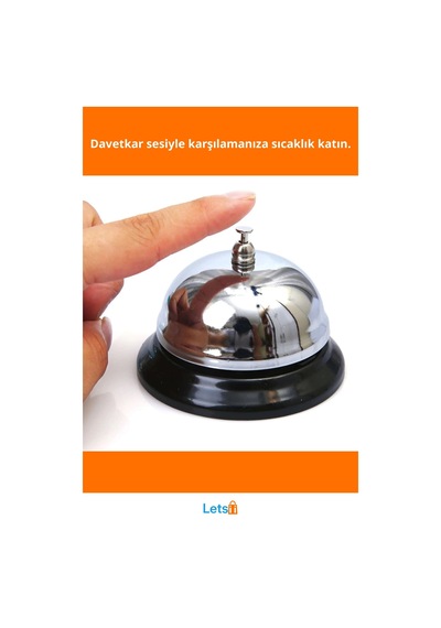 Gümüş Renk Metal Dayanıklı Resepsiyon Zili 8x8 Cm 1 Adet