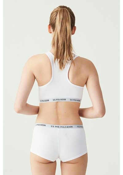 U.S. Polo Assn. Kadın Beyaz Sporcu Büstiyer Şort Set 65003 Beyaz