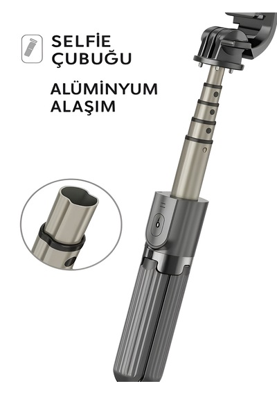 Bluetooth Kumandalı Tripod Telefon Tutuculu Selfie Çubuğu Telefon, Kamera, Lamba, Yayın Standı