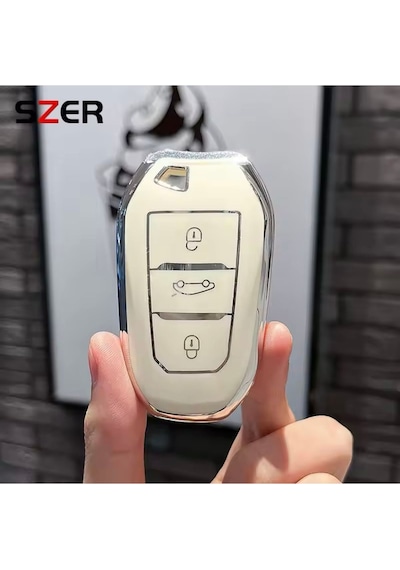 Citroen C4x Sustasız Anahtar Kılıfı Beyaz-gümüş