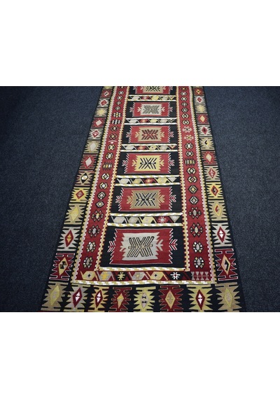 Zehra Abla Halı Yeni El Dokuma Otantik Karabağ Yolluk Yün Kilim 6934 Çok Renkli
