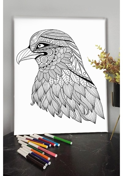 Kuş 3 40x30cm Çocuklar Için Özel Boyanabilir Tablo Mandala Tablo Kalem Hediyesi Yoktur.