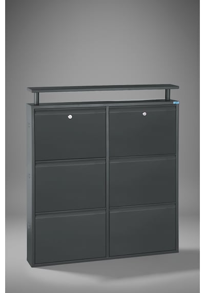 Lıccıa Metal Ayakkabılık 3 Lü Yatay Kilitli Model Antrasit