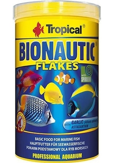 Tropical Bionautic Flakes Tuzlu Su Pul Balık Yemi 1000 Ml 200 Gr