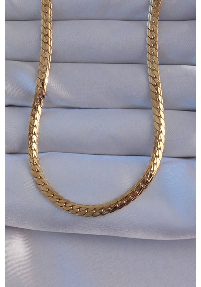 Ezoconcept 316l Çelik Gold Renk Yassı Burgu Zincir Model Kolye 001