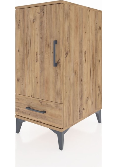 Kronos Komodin 3 Raflı Tek Çekmeceli Tek Kapaklı 44x59x96 Çam-çam Atlas Çam