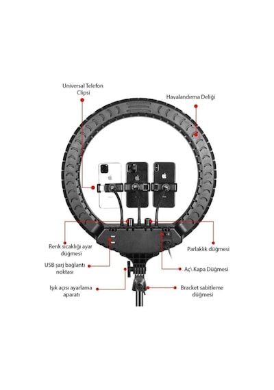 Ring Light Led Işık Halkası 21 Inç 54 Cm Profesyonel Stüdyo Işığı Ve 210 Cm Monopod Güzellik Merkezi