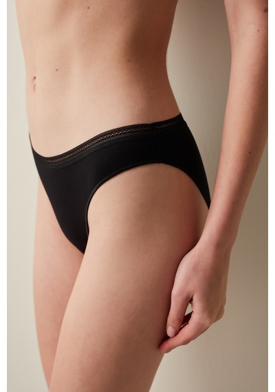 Penti Easy Cotton Trim Slip Külot Siyah