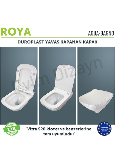 Aqua Bagno Roya Yavaş Kapanan Klozet Kapağı - VitrA S20 Uyumlu
