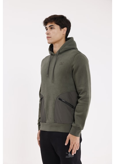 Rowinger Rahat Kalıp Yumuşak İç Yüzeyli Kordonlu Kapüşonlu Sweatshirt Haki