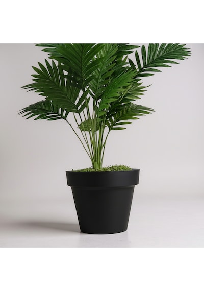 Yapay 90 Cm 20 Yaprak Mini Afrika Palmiyesi Siyah Plastik Saksı Yeşil