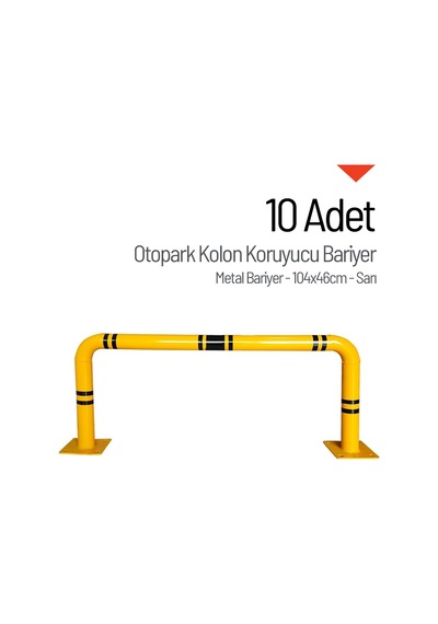 10'lu Otopark Kolon Koruyucu Bariyer Seti, Metal Bariyer 104 X 46cm-3664