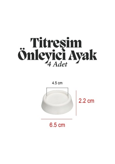 4'lü Çamaşır Bulaşık Makinesi Titreşim Önleyici Ayak Yükseltici Siyah Eşya Altlığı Ses Önleyici Ayak Beyaz