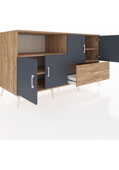 Kronos Konsol 4 Raflı Tek Çekmeceli 4 Kapaklı 176x59x99 Çam-antra Çam-antrasit/çam Kronos Konsol 4 Raflı Tek Çekmeceli 4 Kapaklı 176x59x99 Çam-antra Çam-antrasit/çam