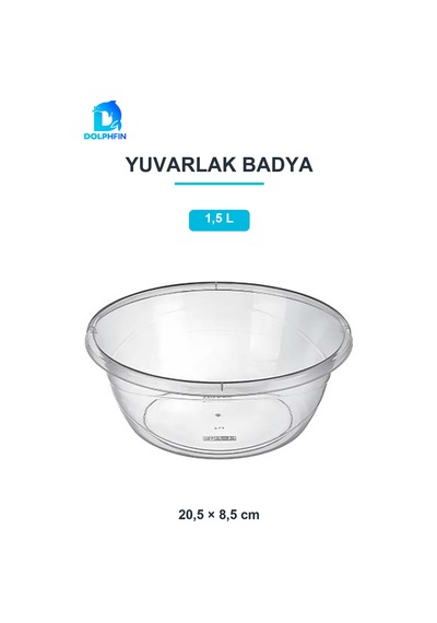 Şeffaf Yuvarlak Badya 1,5 L Mutfak Hazırlık Kabı çok renkli