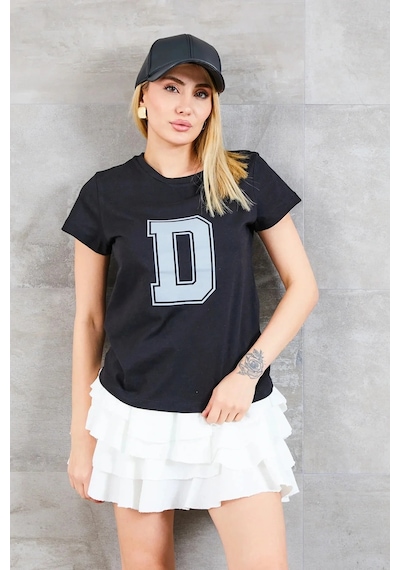 Bigümex D Baskılı T-shirt Siyah