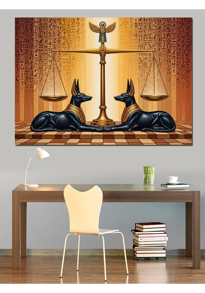 Anubis Adalet Terazisi Sembolü Dekoratif Kanvas - Mdf Ahşap Tablo
