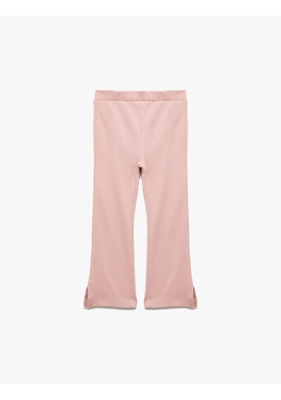 Koton Beli Lastikli Kaşkorse Yırtmaç Detaylı İspanyol Paça Tayt Pembe 6wmg40066ak Gül