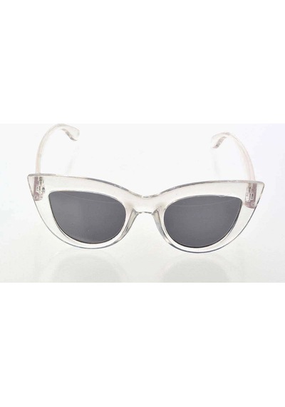 Şeffaf Beyaz Çerçeve Cat Eye Kadın Güneş Gözlüğü - Moda Gözlük Beyaz