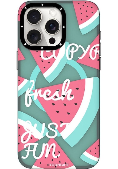 Apple Uyumlu iPhone 15 Pro Max Kılıf Magsafe Şarj Özellikli Youngkit Fruity Flavour Serisi Turkuaz