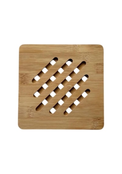 Bambu Nihale, Yuvarlak Ve Kare Çizgili, Tencere Tava Çaydanlık İçin, 17 Cm, Doğal Ahşap, Nemli Doğal Bambu