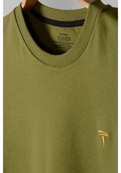 Haki Oversize Bisiklet Yaka Nakış Detaylı T-shirt Haki Haki Oversize Bisiklet Yaka Nakış Detaylı T-shirt Haki