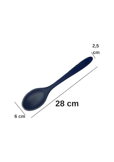 Sert Uçlu Isıya Dayanıklı Silikon Kaşık Seti, 28 Cm-22 Cm-20 Cm, Gri