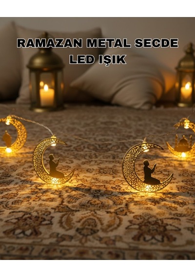 Ramazan Ay Işığı Secde Eden Adam Silüetli Led Peri Işığı Renkli 10806208