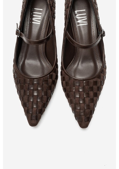 Luvi Shoes Rhodes Kahverengi Örgülü Kadın Kısa Topuklu Ayakkabı Luvi Shoes Rhodes Kahverengi Örgülü Kadın Kısa Topuklu Ayakkabı