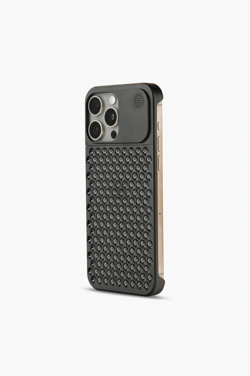 The Bulwark 15 Pro Max Siyah Alüminyum Alaşımlı,kokulu Metal Kızaklı Telefon Kılıfı Siyah