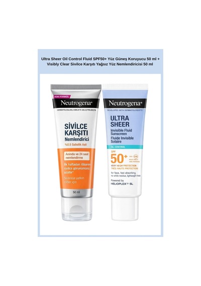 Ultra Sheer Oil Control Fluid Spf50+ Yüz Güneş Koruyucu 50 Ml + Visibly Clear Sivilce Karşıtı Yağsız Yüz Nemlendiricisi 50 Ml