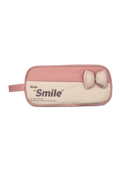Kalem Kutusu Fiyonk Smile Geniş Kapasiteli İki Bölmeli Kalemlik - Pembe