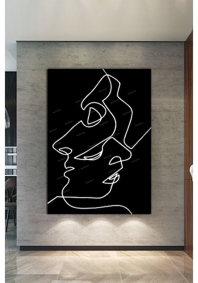 Yüzler ve Suretler Minimalist Modern Sanatsal Kanvas Tablo 50 x 70 y