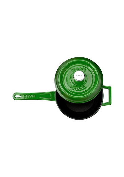 Lava Döküm Yuvarlak Sos Tenceresi. Döküm Demir Yekpare Saplı Trendy Serisi Çap Ø18 Cm. - Yeşil Yeşil