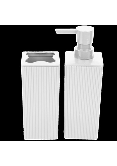 Gri Renkli Plastik Sabunluk Ve Diş Fırçalık Seti Beyaz Diğer