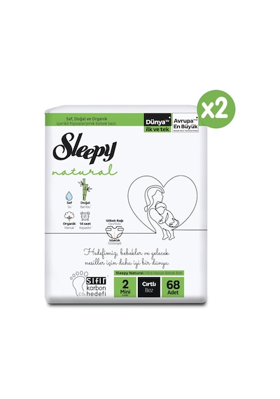 Sleepy Natural Süper Paket Bebek Bezi 2 Numara Mini 136 Adet