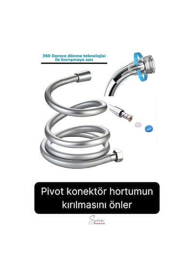 Gümüş Dayanıklı Esnek Kırılmaz Çatlamaz Patlamaz Sızdırmaz Pvc Banyo Duş Musluk Hortumu 1,5 Metre Çok Renkli
