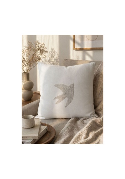 Punch Nakışlı Kırlent Kılıfı 45x45 Cm Kırlangıç Home Çapa Çiçek Desenli Beyaz-beyaz-kırlangıç
