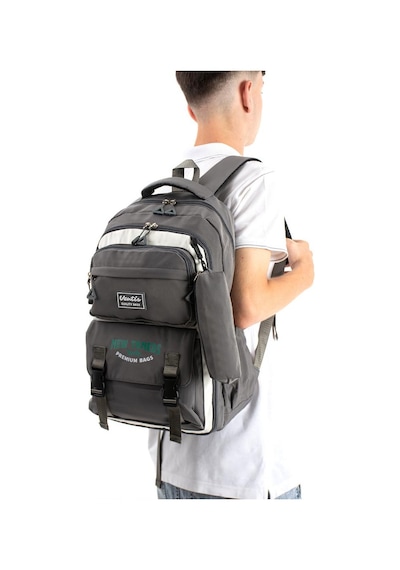 Ventis Unisex Kalemlikli Okul Çantası Lise Ortaokul 2'li Set Sırt Çantası 43 30 Cm Çok Cepli Vnt7-a Gri