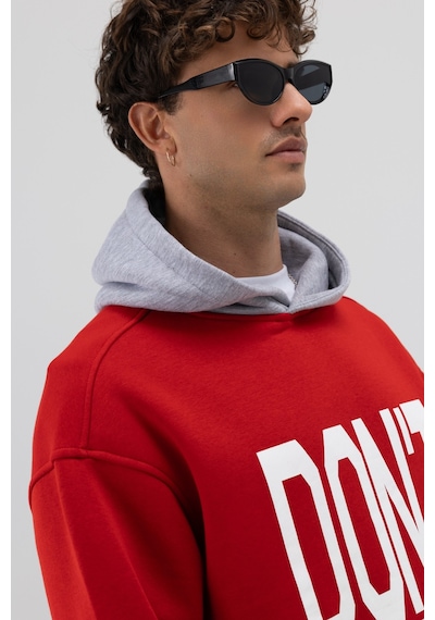 Vamos Çift Renk Baskılı Oversize Sweatshirt V70-92 Kırmızı