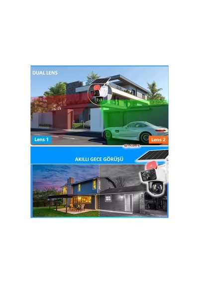 Ultimate Solar 4g Güneş Enerjili Dual Lens 360 Görüş Akıllı Güvenlik Kamerası O-kam Uygulama