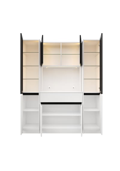 Lotus Maxi Kahve Köşesi Komple Mdf Led Aydınlatmalı Mutfak Kahve Dolabı Beyaz