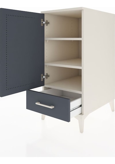 Kronos Komodin 3 Raflı Tek Çekmeceli Tek Kapaklı 44x59x96 Aytaşı-antrasit Aytası